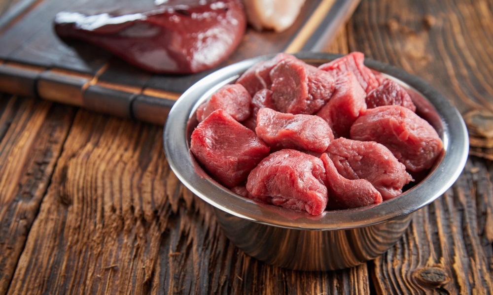 Diced Fresh Beef And Liver Ingredients For Great Dane Raw Diet