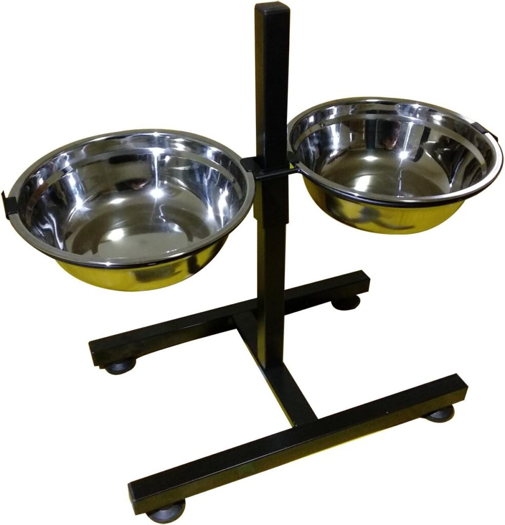 Bobbypet Adjustable Raised Double Stainless Steel Dog Diner Bowls